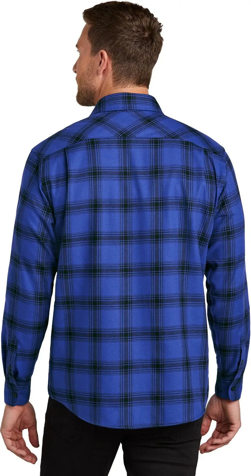 Port Authority W668 Plaid Flannel Shirt - Royal Black Open