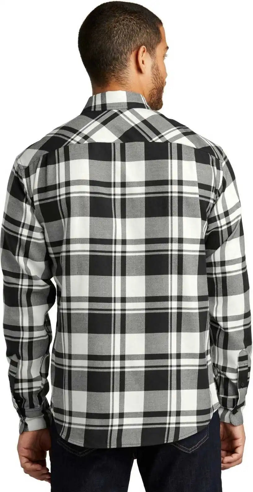 Port Authority W668 Plaid Flannel Shirt Snow White Black