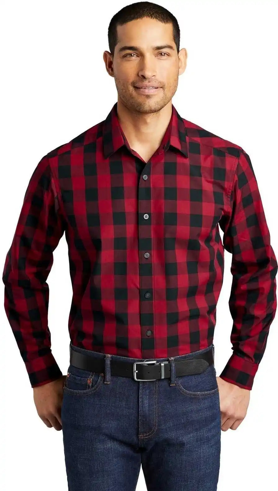 Port Authority W670 Everyday Plaid Shirt Rich Red