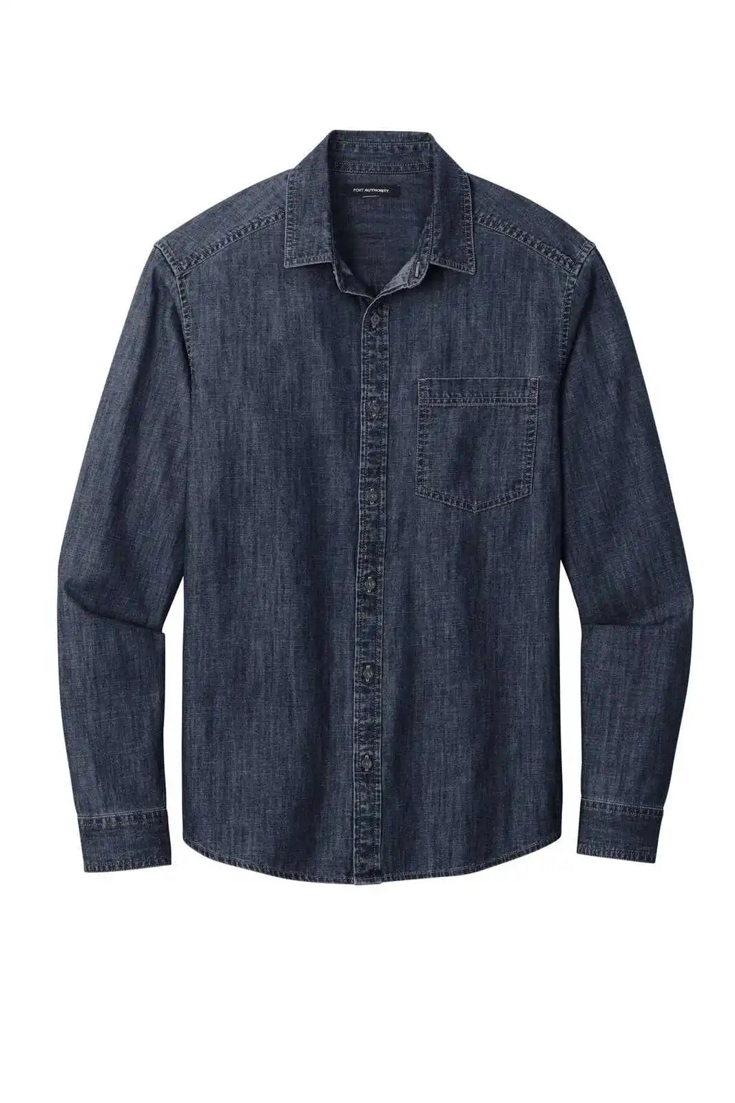Port Authority W676 Long Sleeve Perfect Denim Shirt - Dark Wash