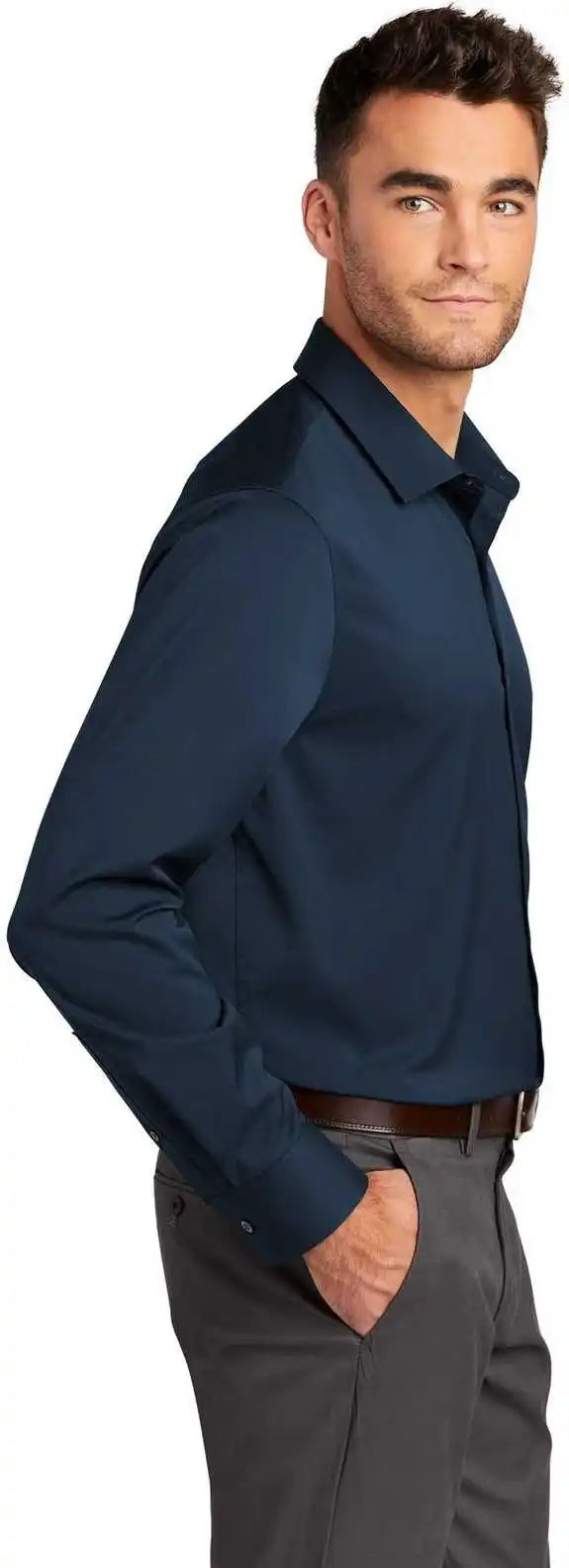 Port Authority W680 City Stretch Shirt River Blue Navy