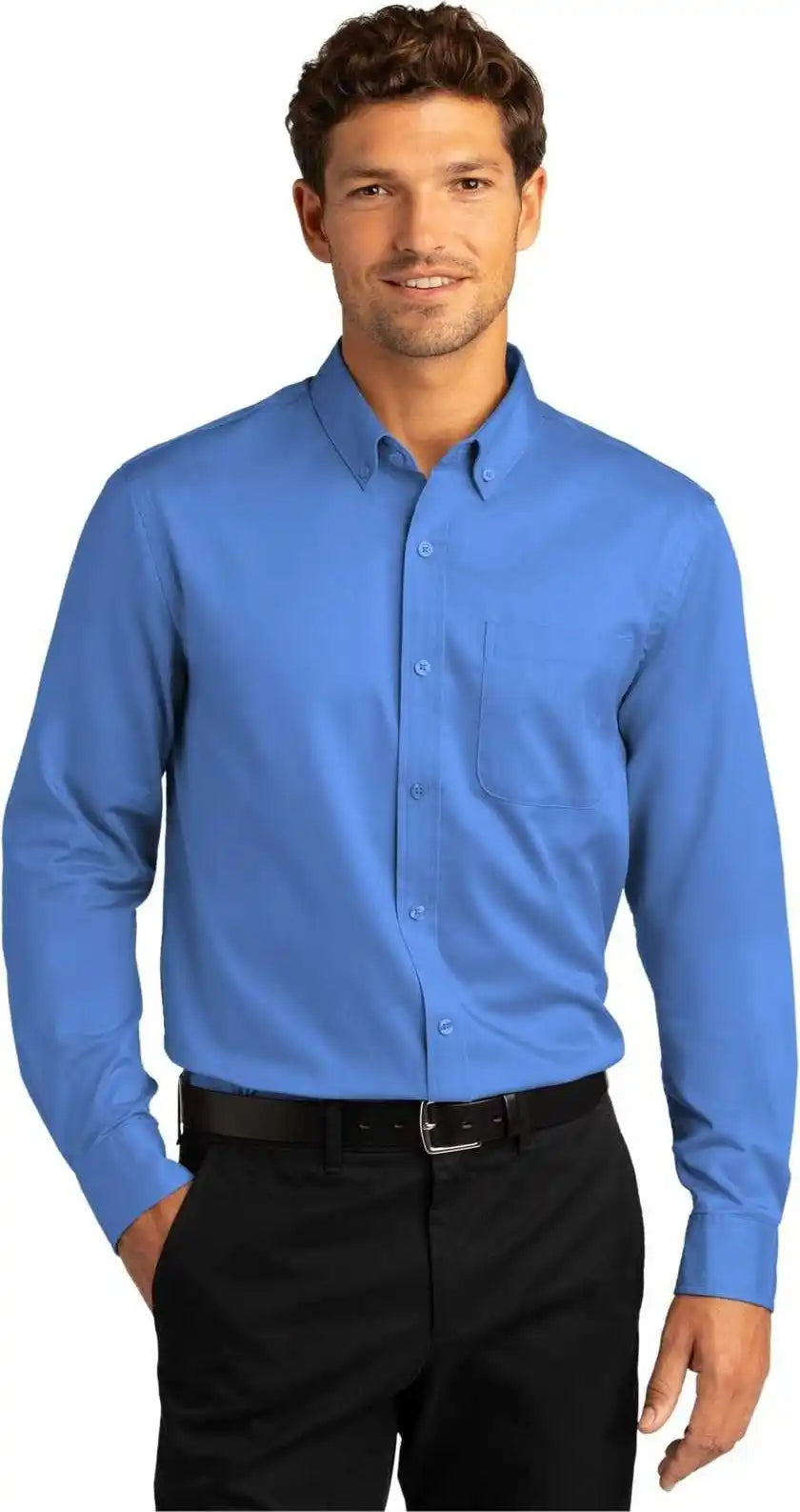 Port Authority W808 Long Sleeve Superpro React Twill Shirt Ultramarine Blue