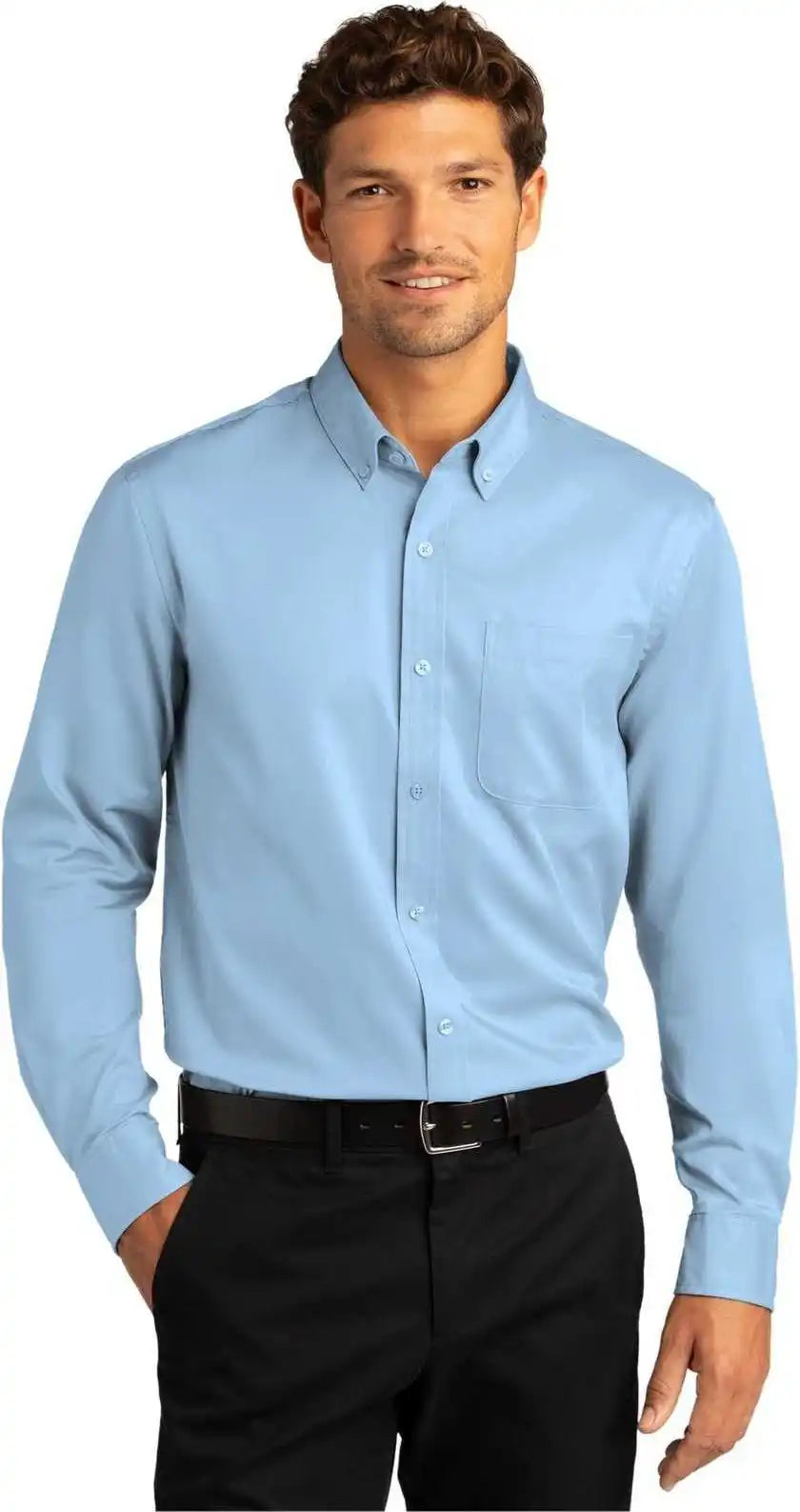 Port Authority W808 Long Sleeve Superpro React Twill Shirt Cloud Blue