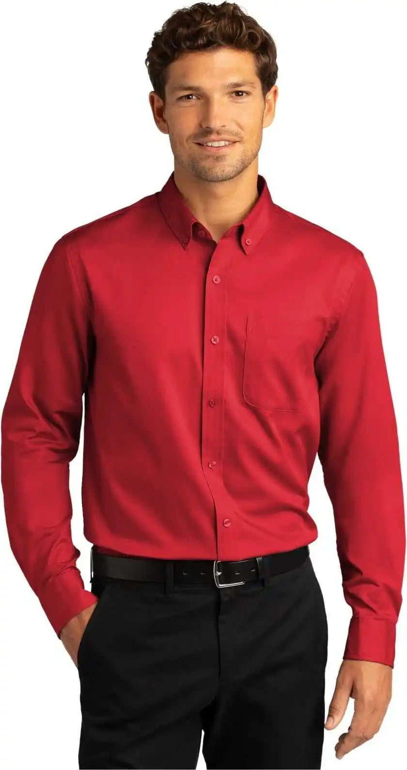 Port Authority W808 Long Sleeve Superpro React Twill Shirt Rich Red