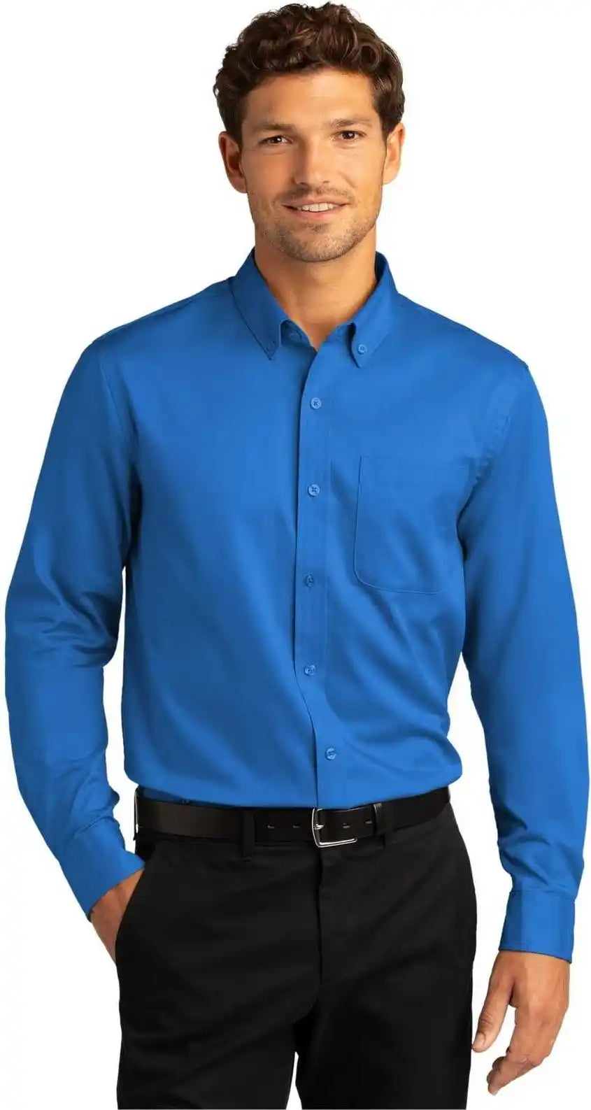 Port Authority W808 Long Sleeve Superpro React Twill Shirt - Strong Blue