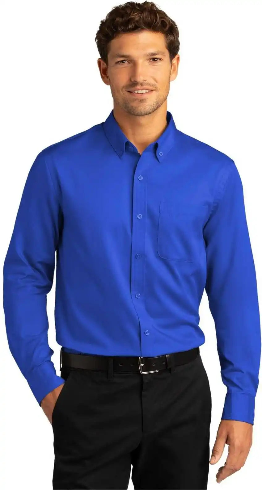 Port Authority W808 Long Sleeve Superpro React Twill Shirt True Royal