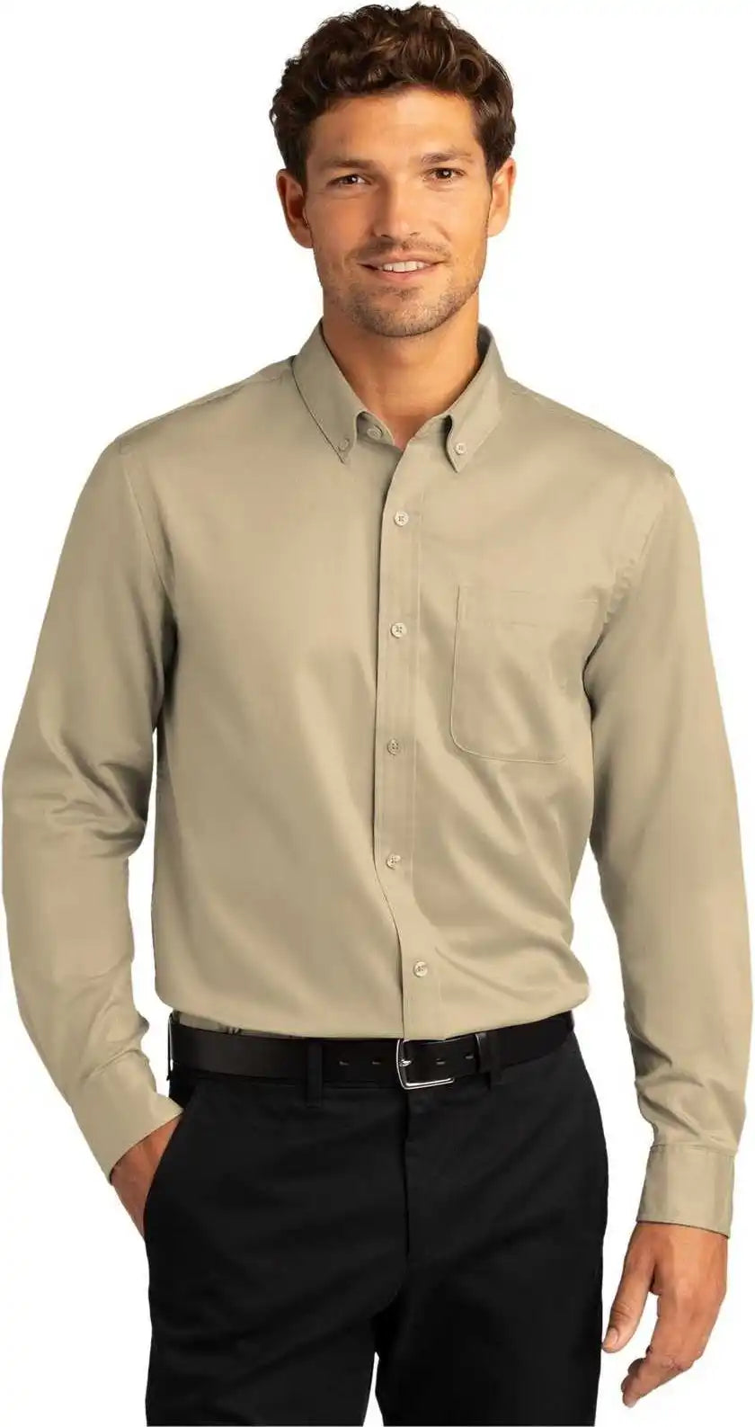 Port Authority W808 Long Sleeve Superpro React Twill Shirt Wheat