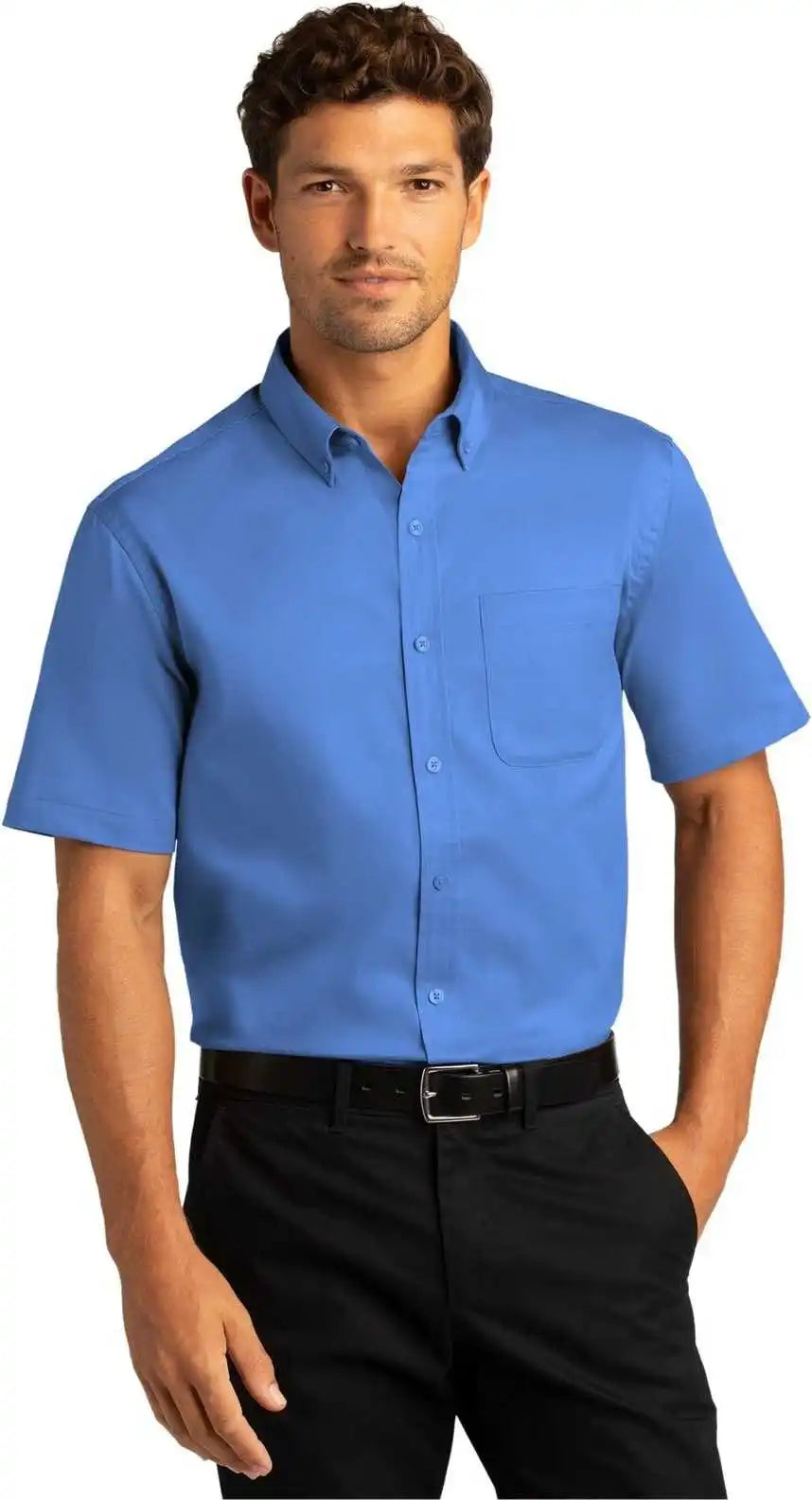 Port Authority W809 Short Sleeve Superpro React Twill Shirt Ultramarine Blue