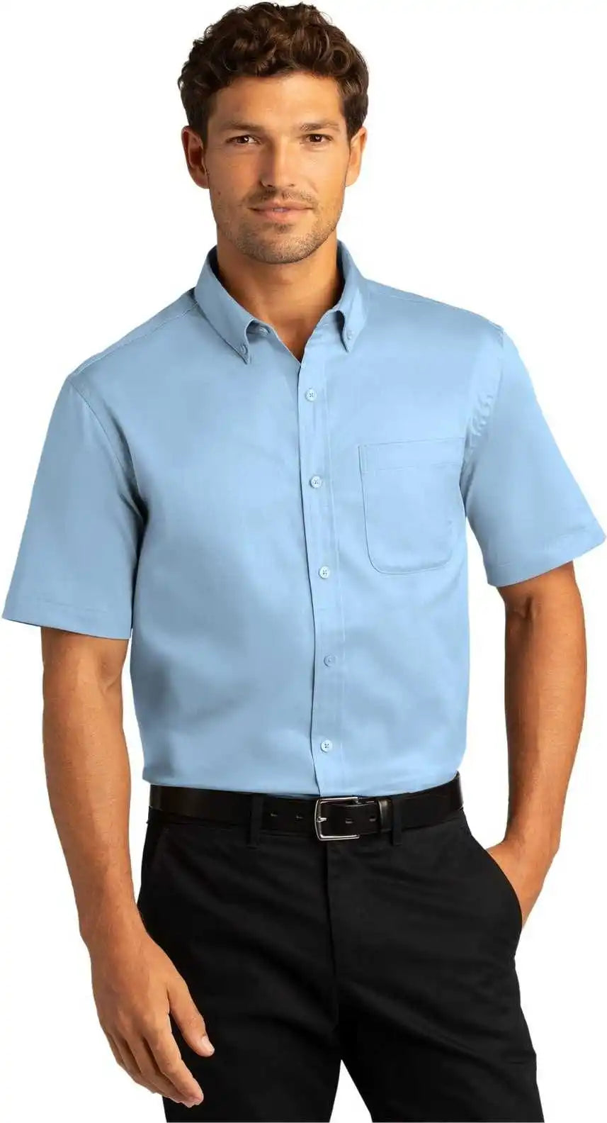 Port Authority W809 Short Sleeve Superpro React Twill Shirt Cloud Blue