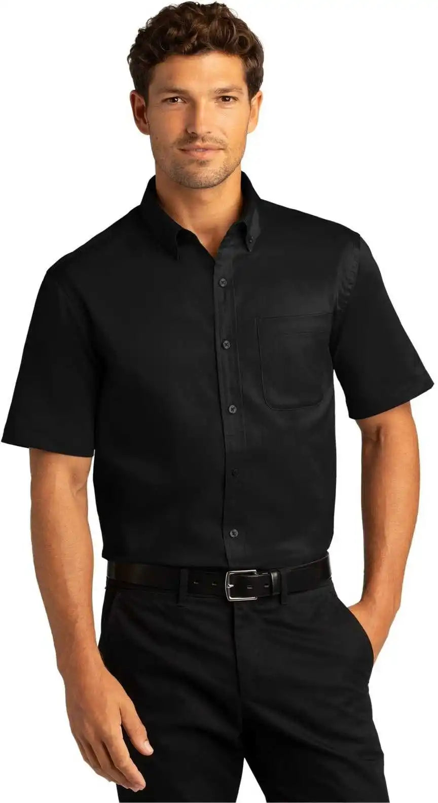 Port Authority W809 Short Sleeve Superpro React Twill Shirt Deep Black