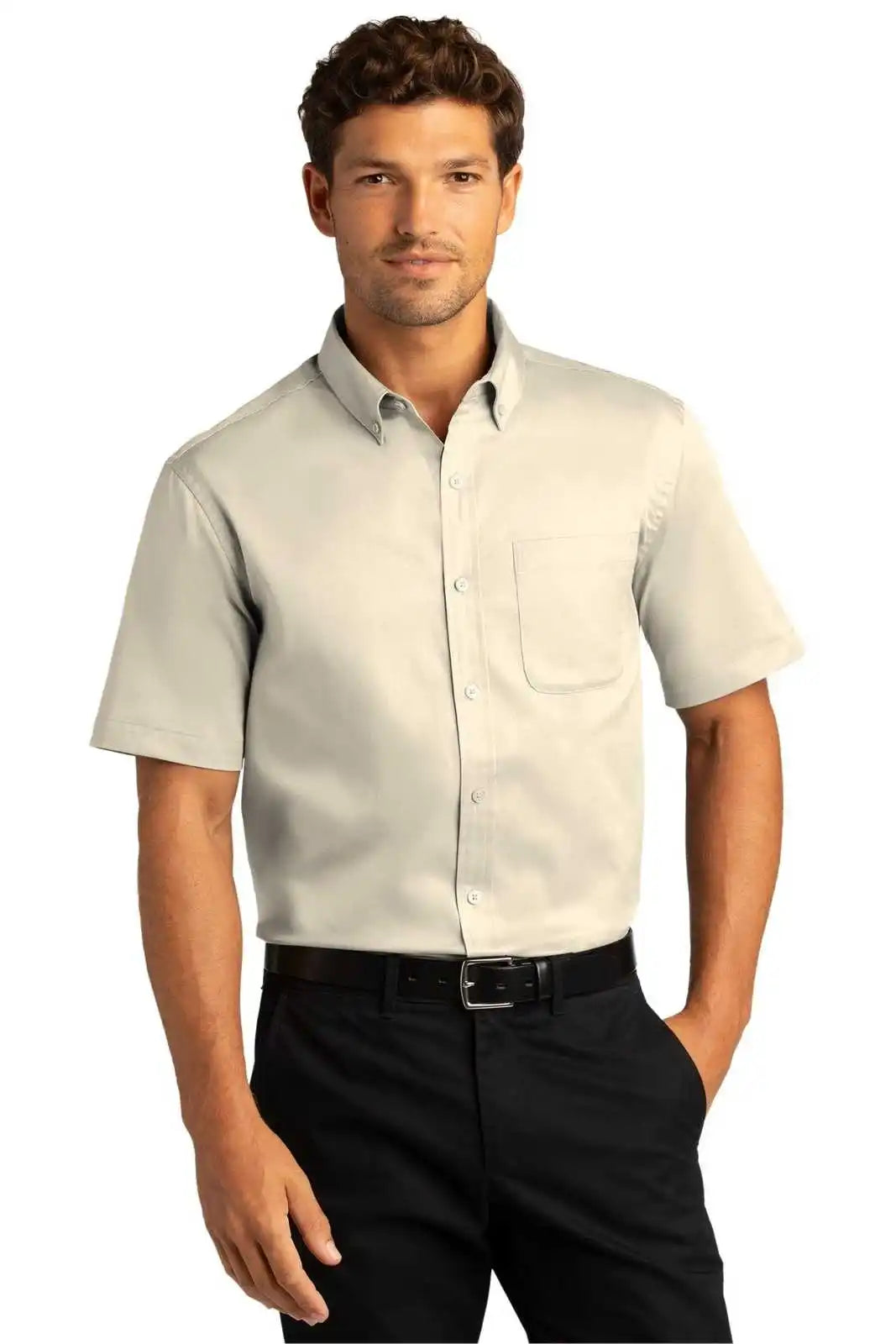 Port Authority W809 Short Sleeve Superpro React Twill Shirt Ecru