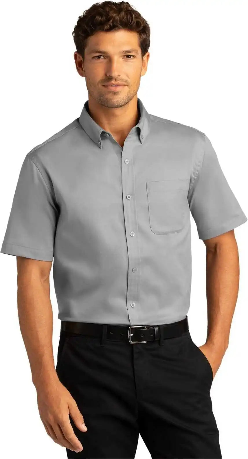 Port Authority W809 Short Sleeve Superpro React Twill Shirt - Gusty Gray