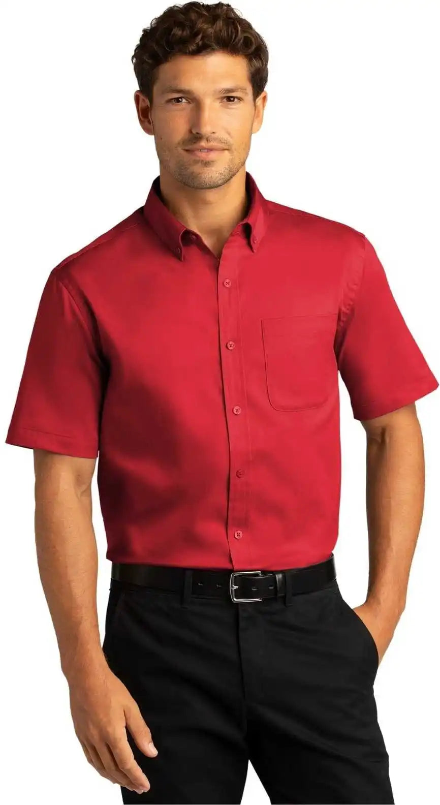 Port Authority W809 Short Sleeve Superpro React Twill Shirt Rich Red