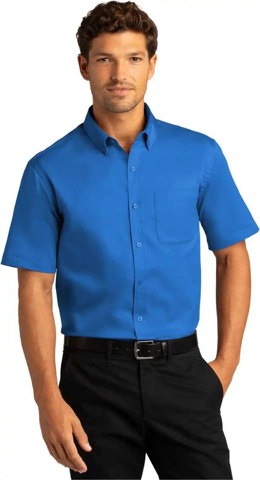 Port Authority W809 Short Sleeve Superpro React Twill Shirt - Strong Blue