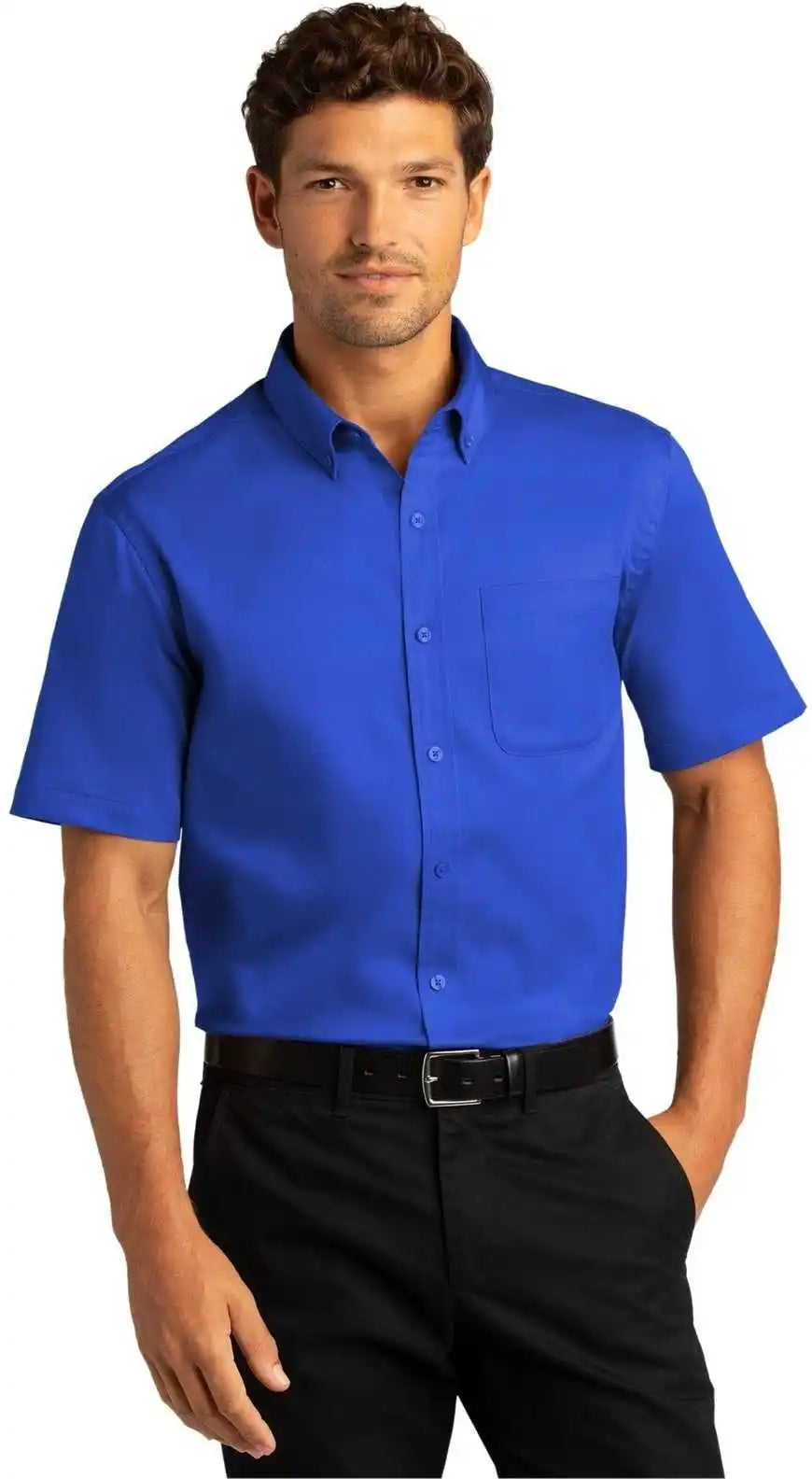 Port Authority W809 Short Sleeve Superpro React Twill Shirt True Royal