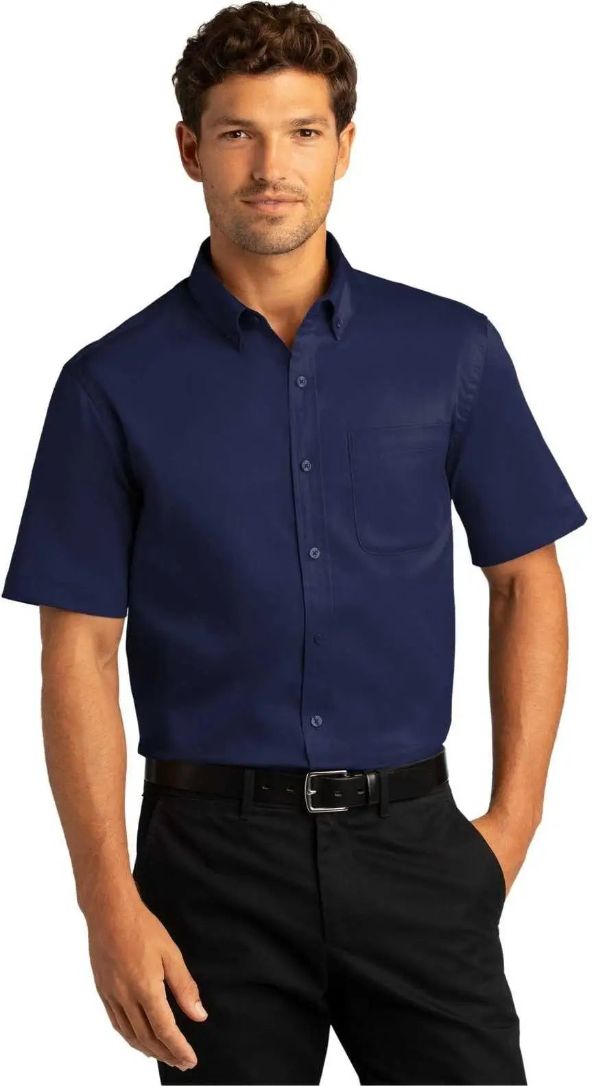 Port Authority W809 Short Sleeve Superpro React Twill Shirt - True Navy