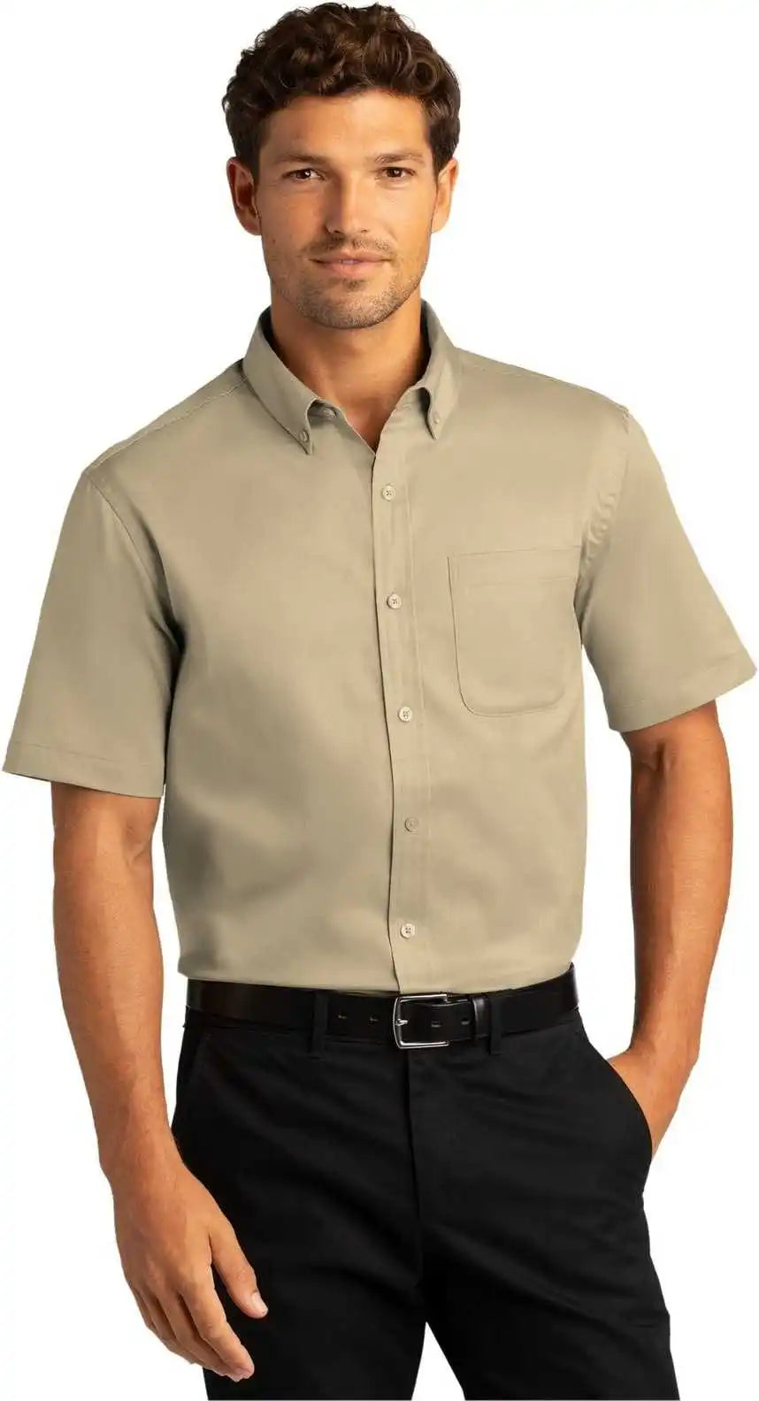 Port Authority W809 Short Sleeve Superpro React Twill Shirt Wheat