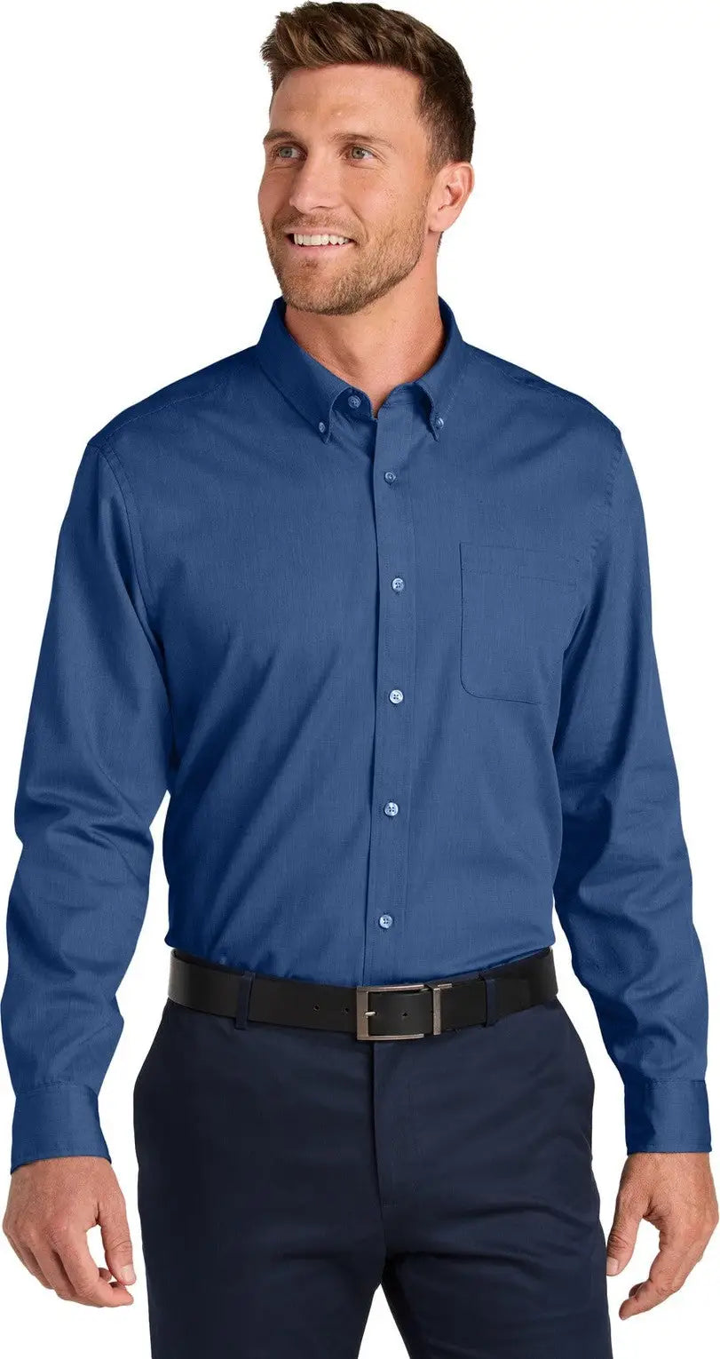 Port Authority W816 Long Sleeve Nailhead Easy Care Shirt - Mediterranean Blue - Adult Xs