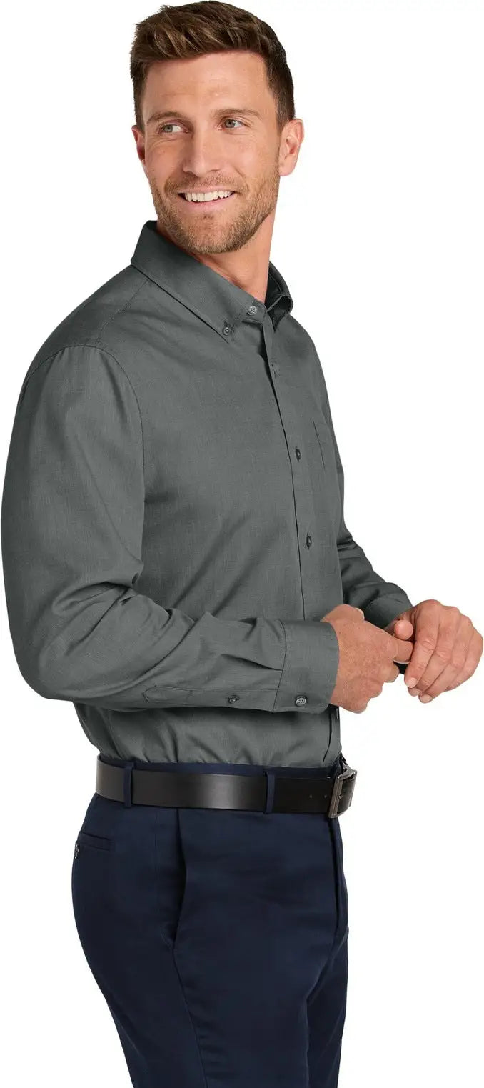 Port Authority W816 Long Sleeve Nailhead Easy Care Shirt - Deep Black