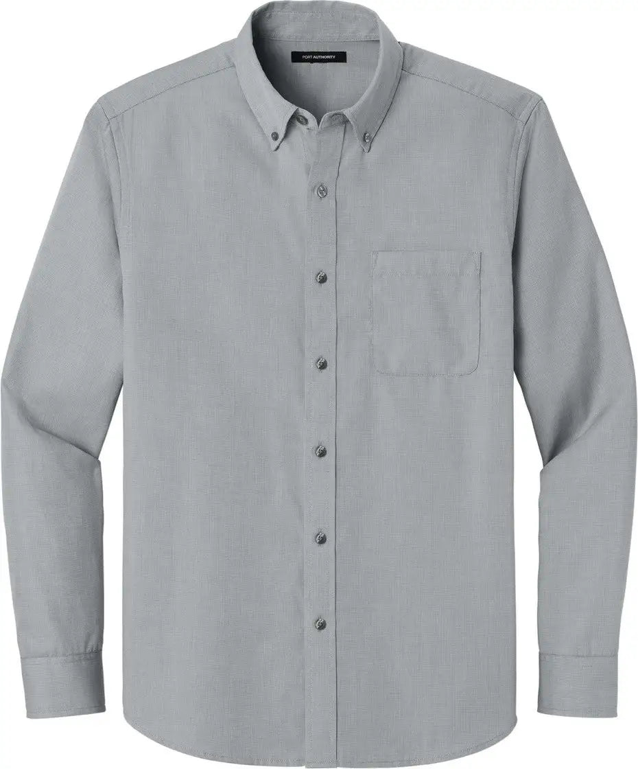 Port Authority W816 Long Sleeve Nailhead Easy Care Shirt - Gusty Gray