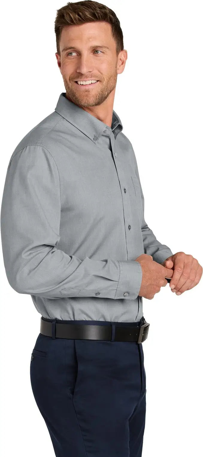 Port Authority W816 Long Sleeve Nailhead Easy Care Shirt - Gusty Gray