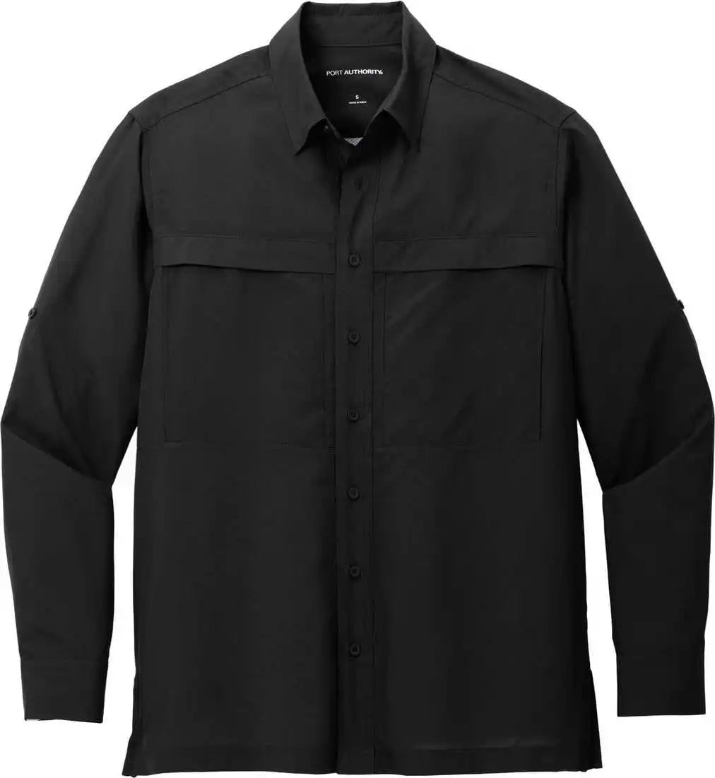 Port Authority W960 Long Sleeve Uv Daybreak Shirt Deep Black