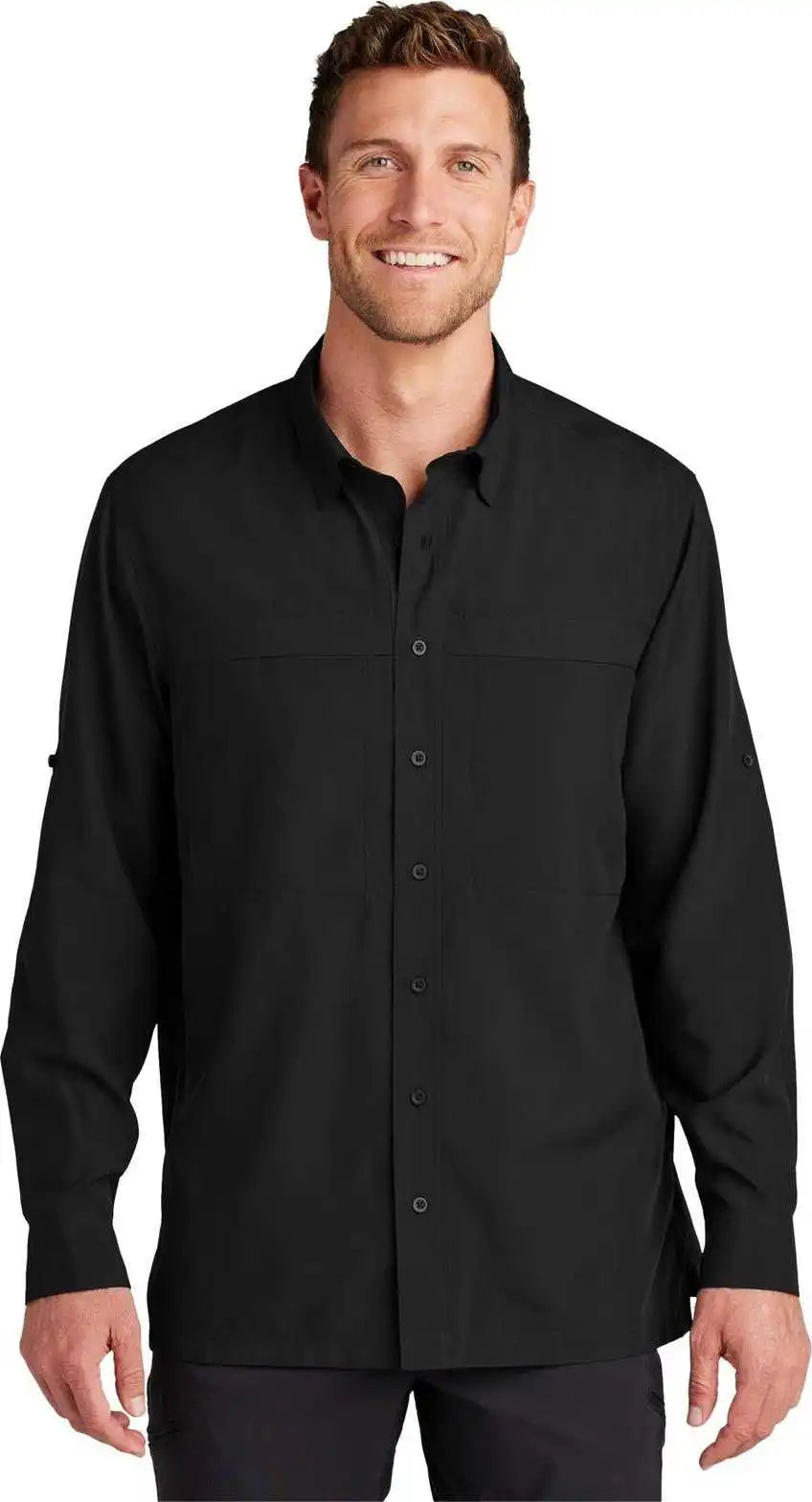 Port Authority W960 Long Sleeve Uv Daybreak Shirt Deep Black