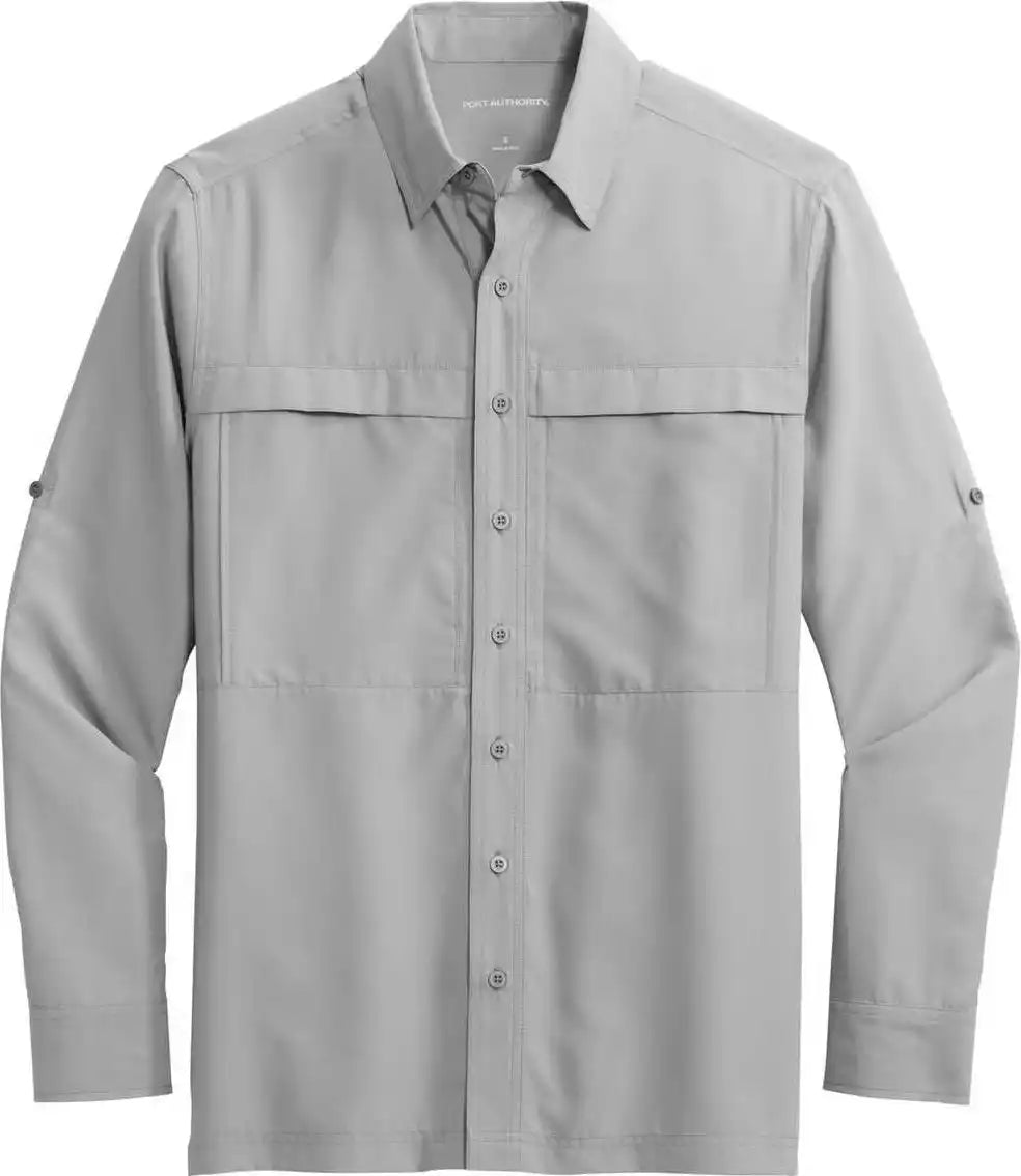 Port Authority W960 Long Sleeve Uv Daybreak Shirt Gusty Grey