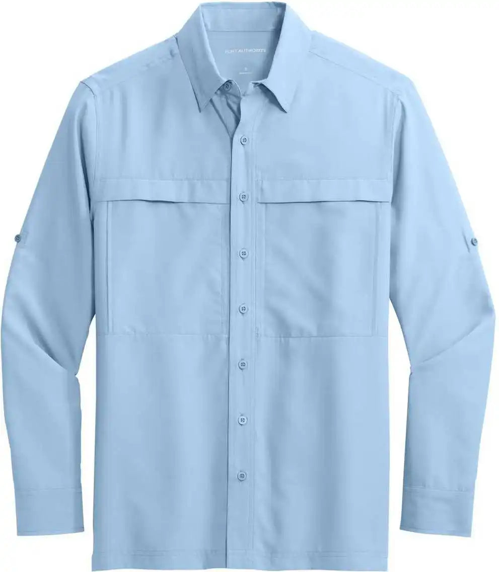Port Authority W960 Long Sleeve Uv Daybreak Shirt Light Blue
