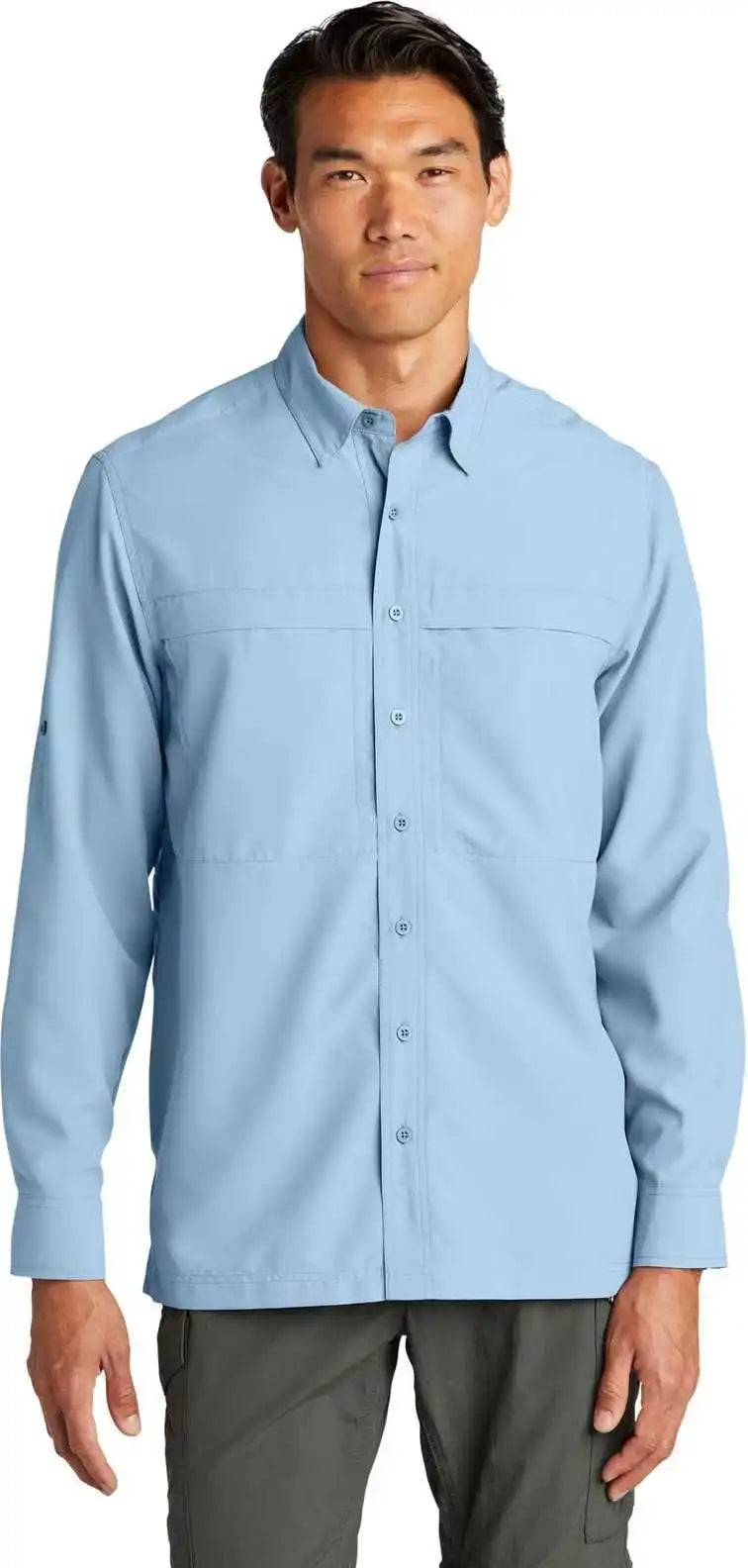 Port Authority W960 Long Sleeve Uv Daybreak Shirt Light Blue