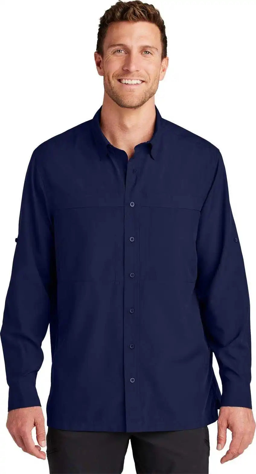 Port Authority W960 Long Sleeve Uv Daybreak Shirt True Navy