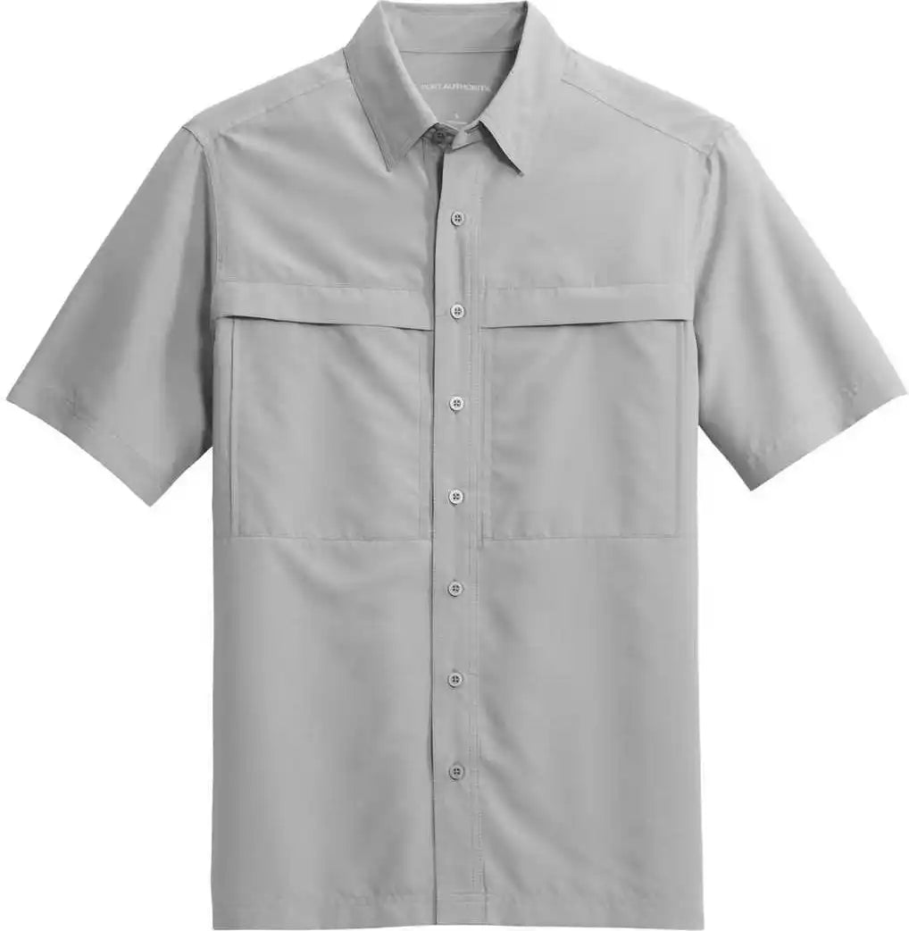 Port Authority W961 Short Sleeve Uv Daybreak Shirt Gusty Grey