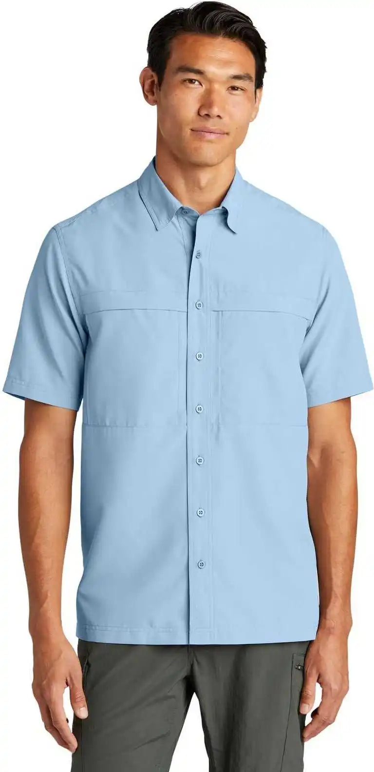 Port Authority W961 Short Sleeve Uv Daybreak Shirt Light Blue