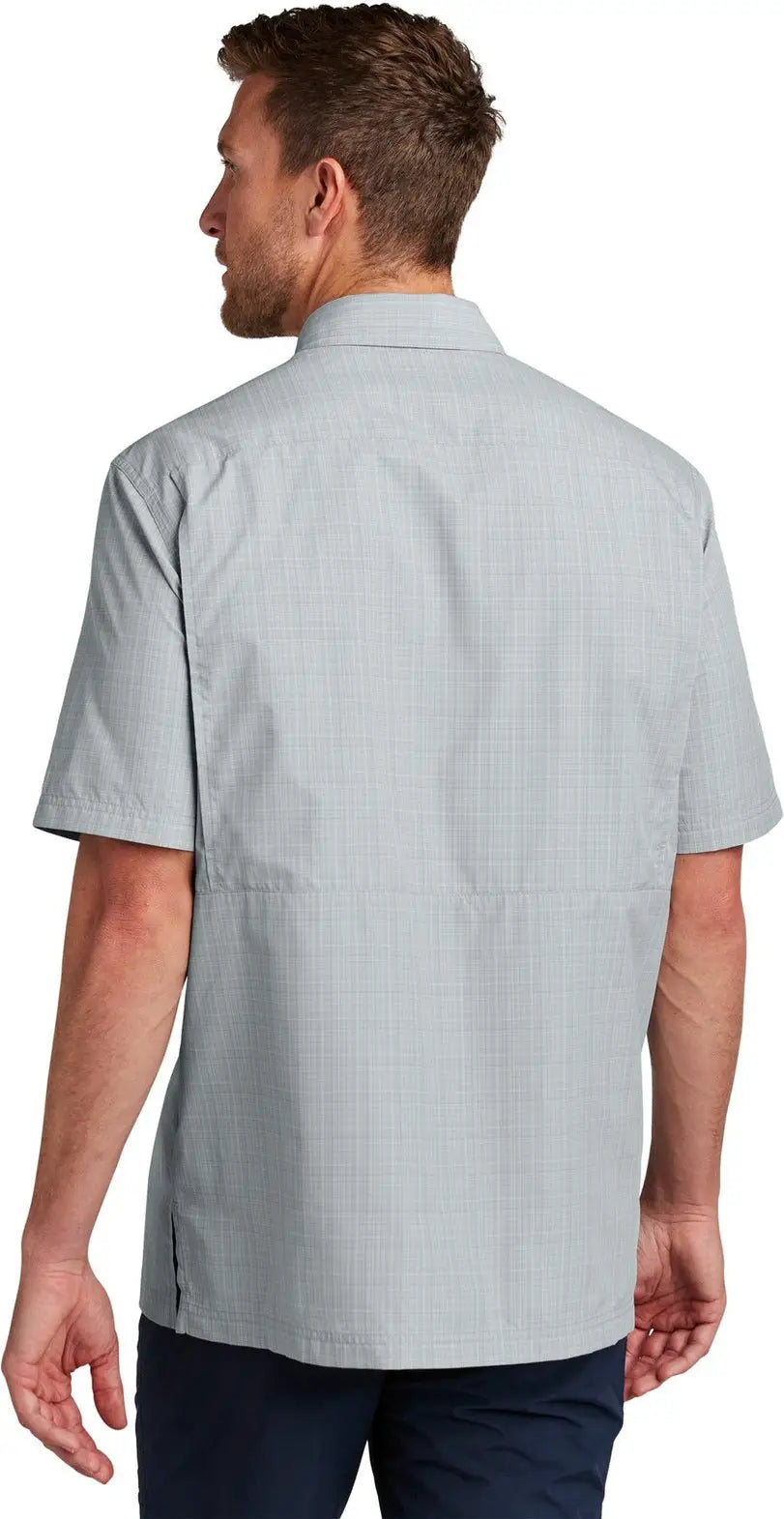 Port Authority W961 Short Sleeve Uv Daybreak Shirt - Silver Gusty Gray Crosshatch Plaid
