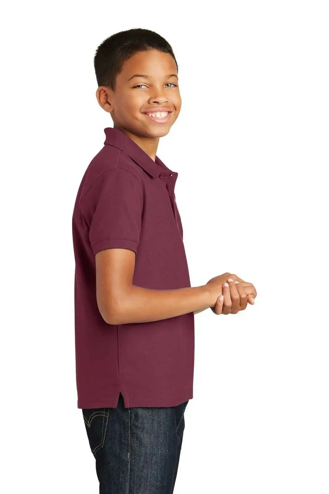 Port Authority Y100 Youth Core Classic Pique Polo Burgundy