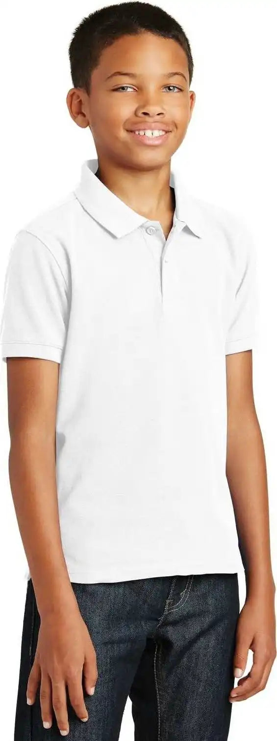 Port Authority Y100 Youth Core Classic Pique Polo White