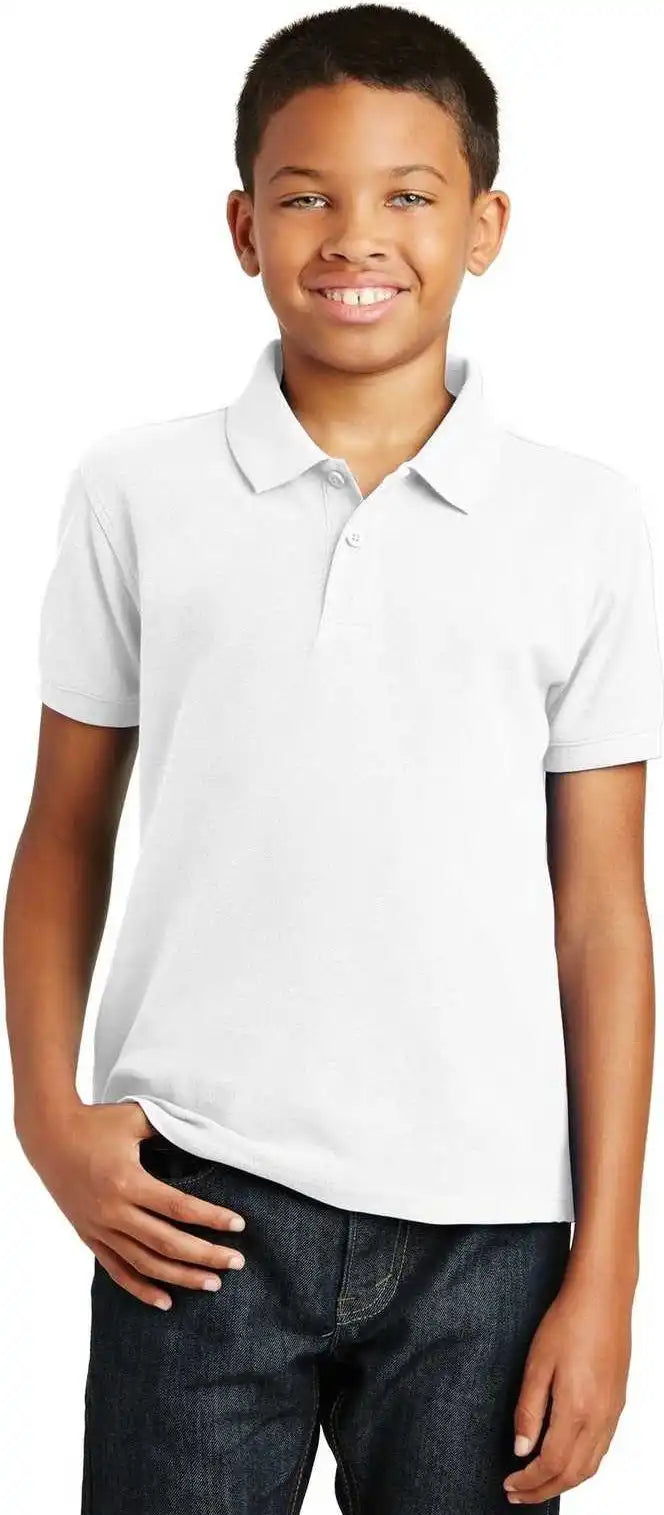 Port Authority Y100 Youth Core Classic Pique Polo White