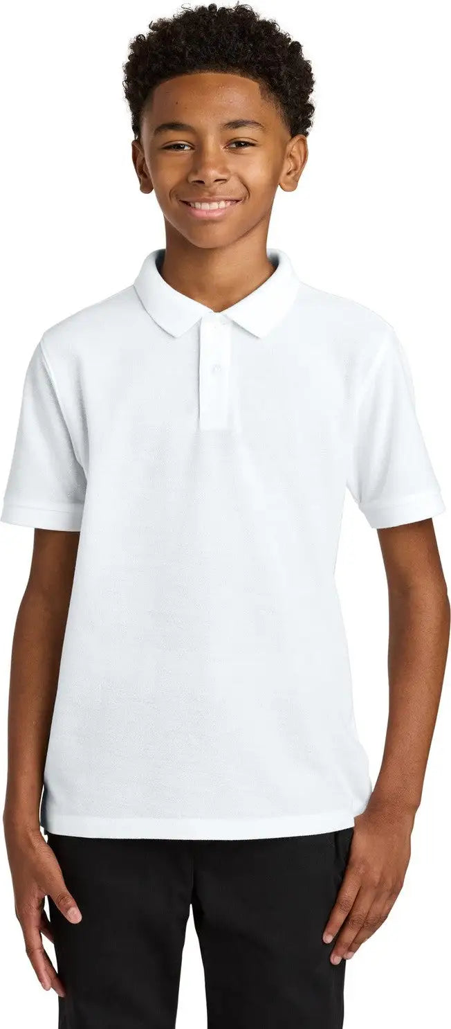 Port Authority Y200 Youth Wearever Signature Pique Polo - White - Xs