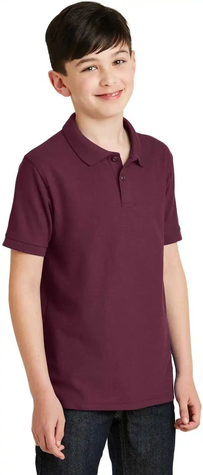 Port Authority Y500 Youth Silk Touch Polo Burgundy