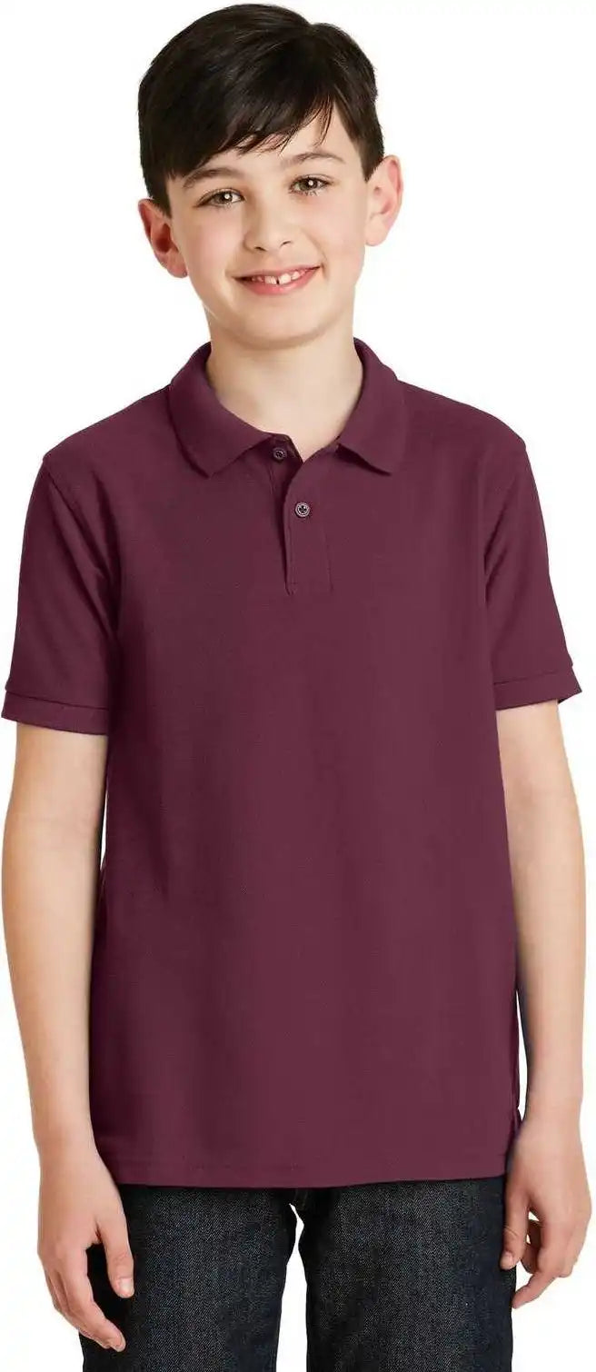 Port Authority Y500 Youth Silk Touch Polo Burgundy