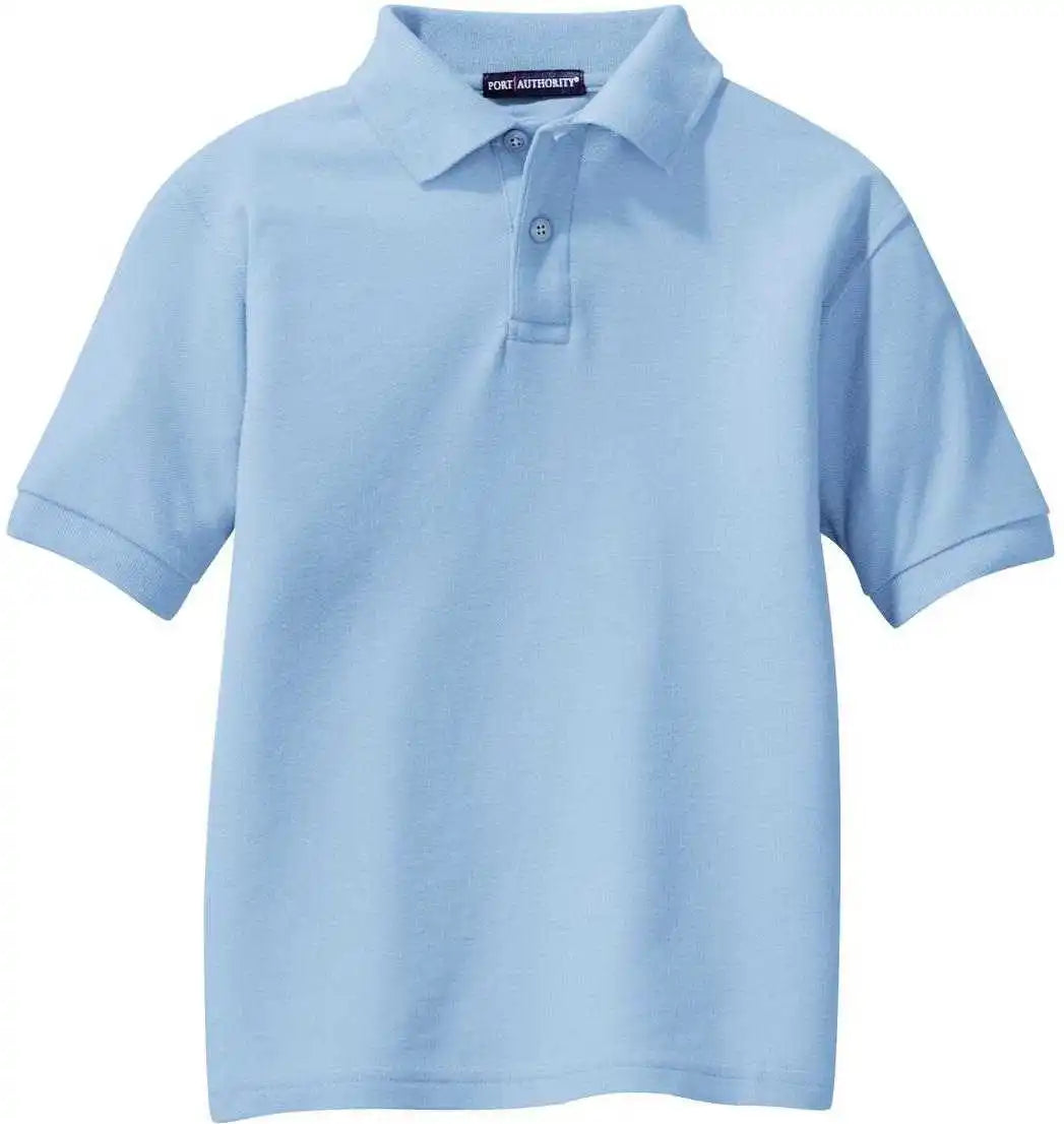 Port Authority Y500 Youth Silk Touch Polo Light Blue