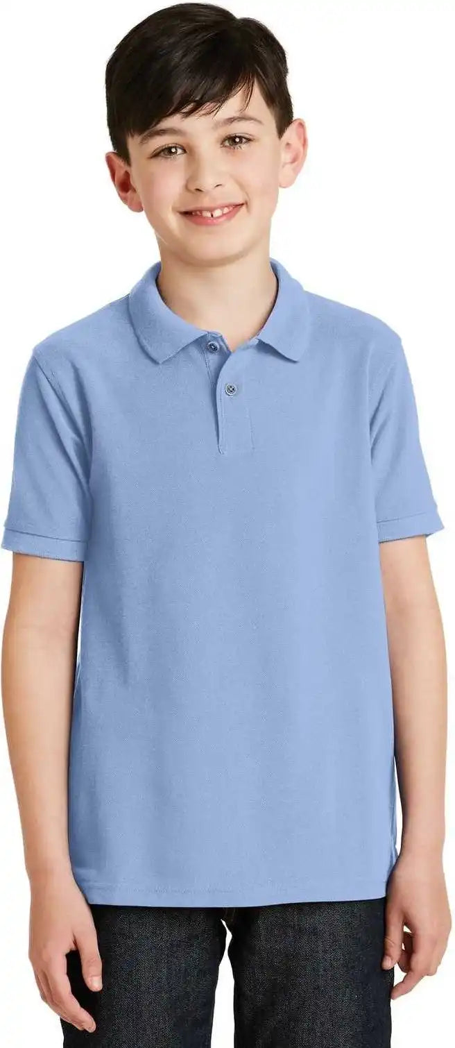 Port Authority Y500 Youth Silk Touch Polo Light Blue