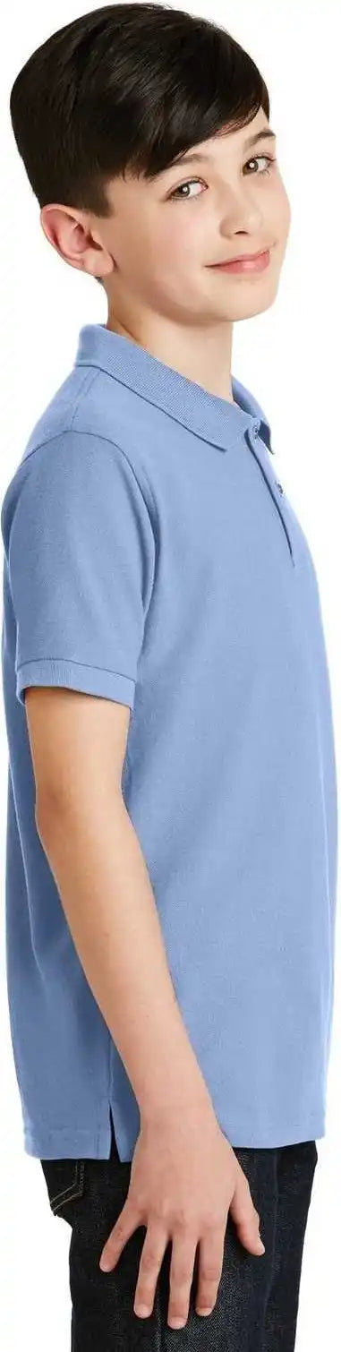 Port Authority Y500 Youth Silk Touch Polo Light Blue