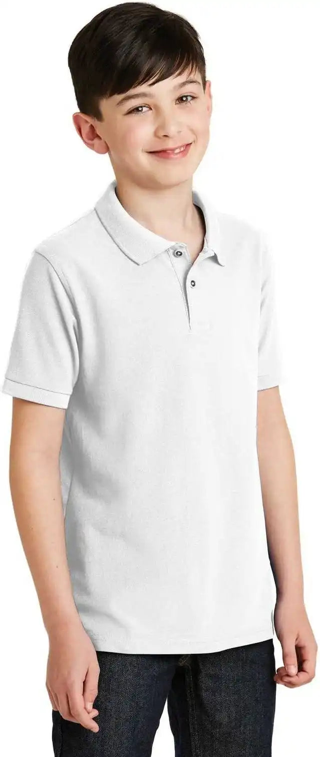 Port Authority Y500 Youth Silk Touch Polo White