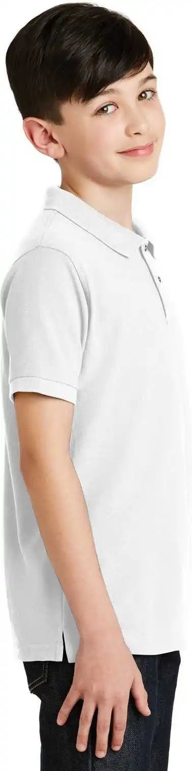 Port Authority Y500 Youth Silk Touch Polo White