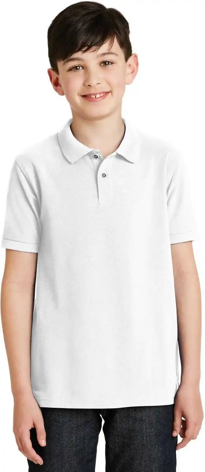 Port Authority Y500 Youth Silk Touch Polo White