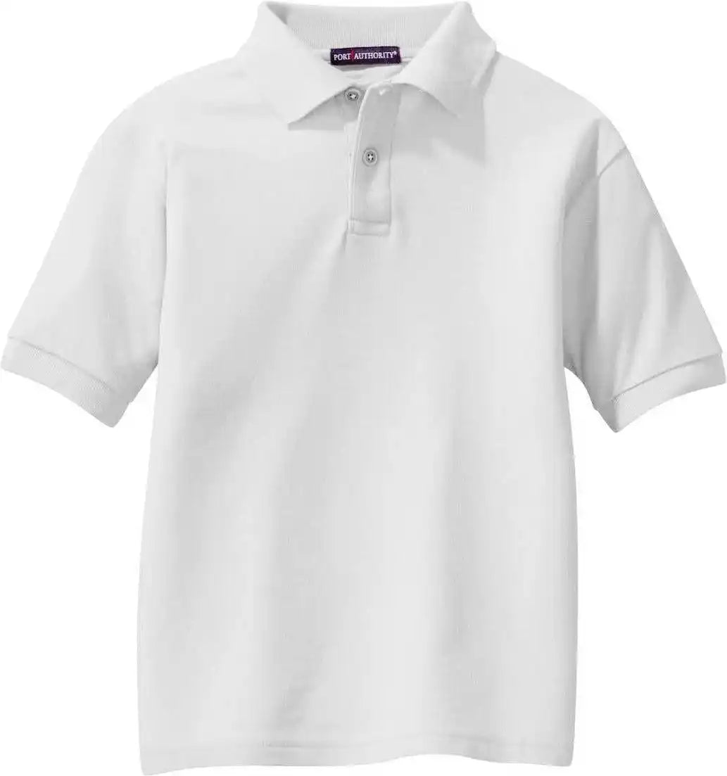 Port Authority Y500 Youth Silk Touch Polo White