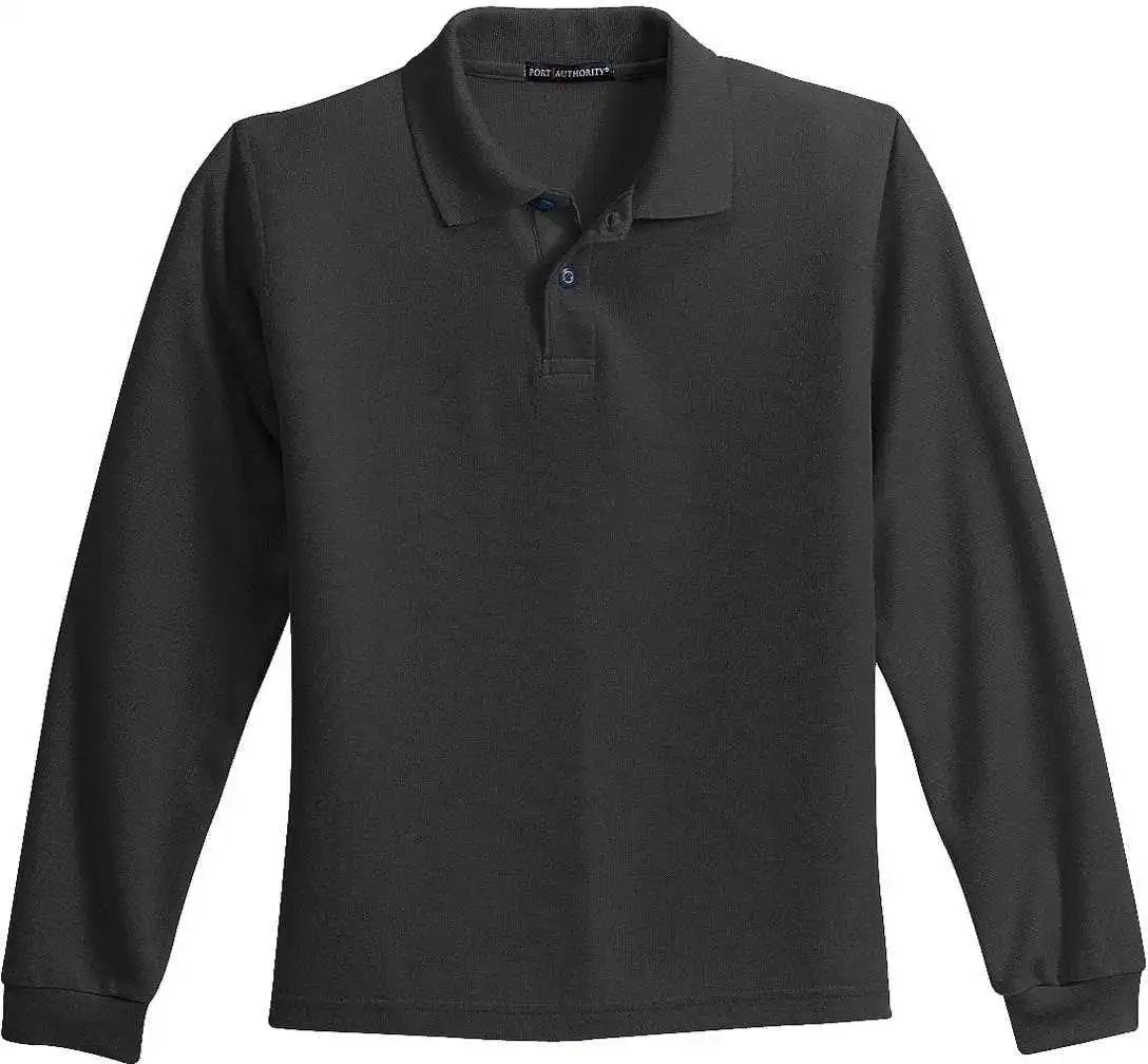 Port Authority Y500ls Youth Long Sleeve Silk Touch Polo Black