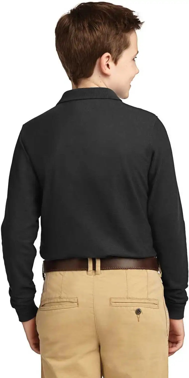 Port Authority Y500ls Youth Long Sleeve Silk Touch Polo Black