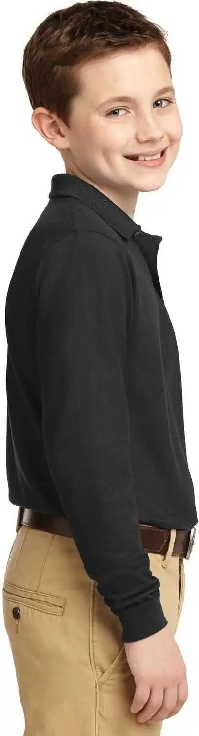 Port Authority Y500ls Youth Long Sleeve Silk Touch Polo Black